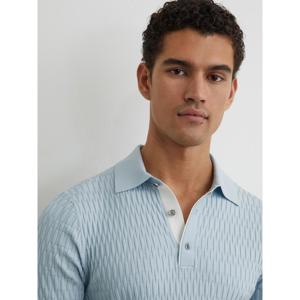 REISS Era Textured-Knit Half-Button Polo Shirt